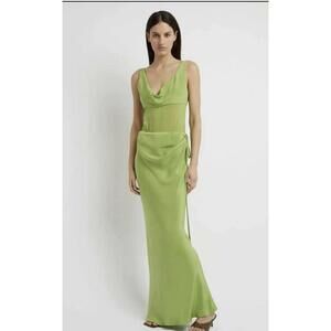 Christopher Esber Draped Satin Cowl Torso Maxi Dress in Apple UK 8 - US 4
